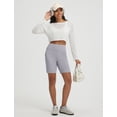 thumbnail image 6 of BALEAF Women's Bermuda Shorts Athletic Running Shorts Quick Dry High Waisted Workout Gym Shorts with Zipper Pockets Walking Casual Gray M, 6 of 7