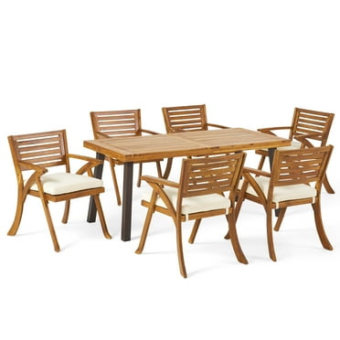 DeSoto 7 Piece Teak Finish Acacia Wood Patio Dining Set