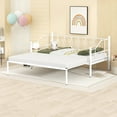 thumbnail image 2 of Twin Size Metal Daybed with Twin Size Adjustable Trundle, Portable Folding Trundle Heavy-Duty Steel Daybed with Pop Up Trundle Bed, No Box Spring Needed(White), 2 of 8