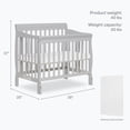 thumbnail image 3 of Dream On Me Aden 4-in-1 Convertible Mini Crib In Mystic Grey, Greenguard Gold Certified, 3 of 9
