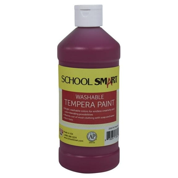 School Smart 2002742 1 Pint Washable Tempera Paint, Magenta