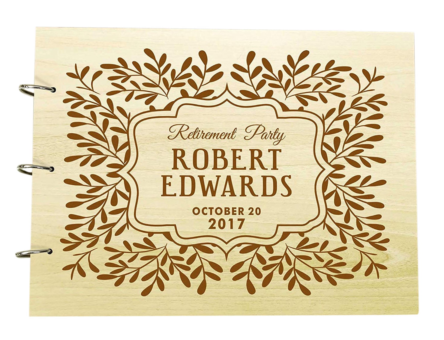 Personalized Retirement Party Wood Engraved Guest Book, Photo Album