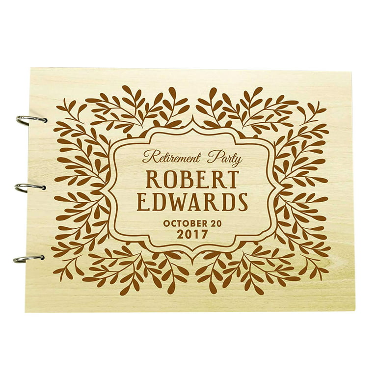 Personalized Retirement Party Wood Engraved Guest Book, Photo Album Custom  Scrapbook
