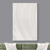 PixonSign Canvas Wall Art Gray & White Paint Stroke Collage Abstract Print Minimalism Contemporary Nordic Relax/Calm Artwork Decoration for Living Room, Bedroom, Office - 16"x24"