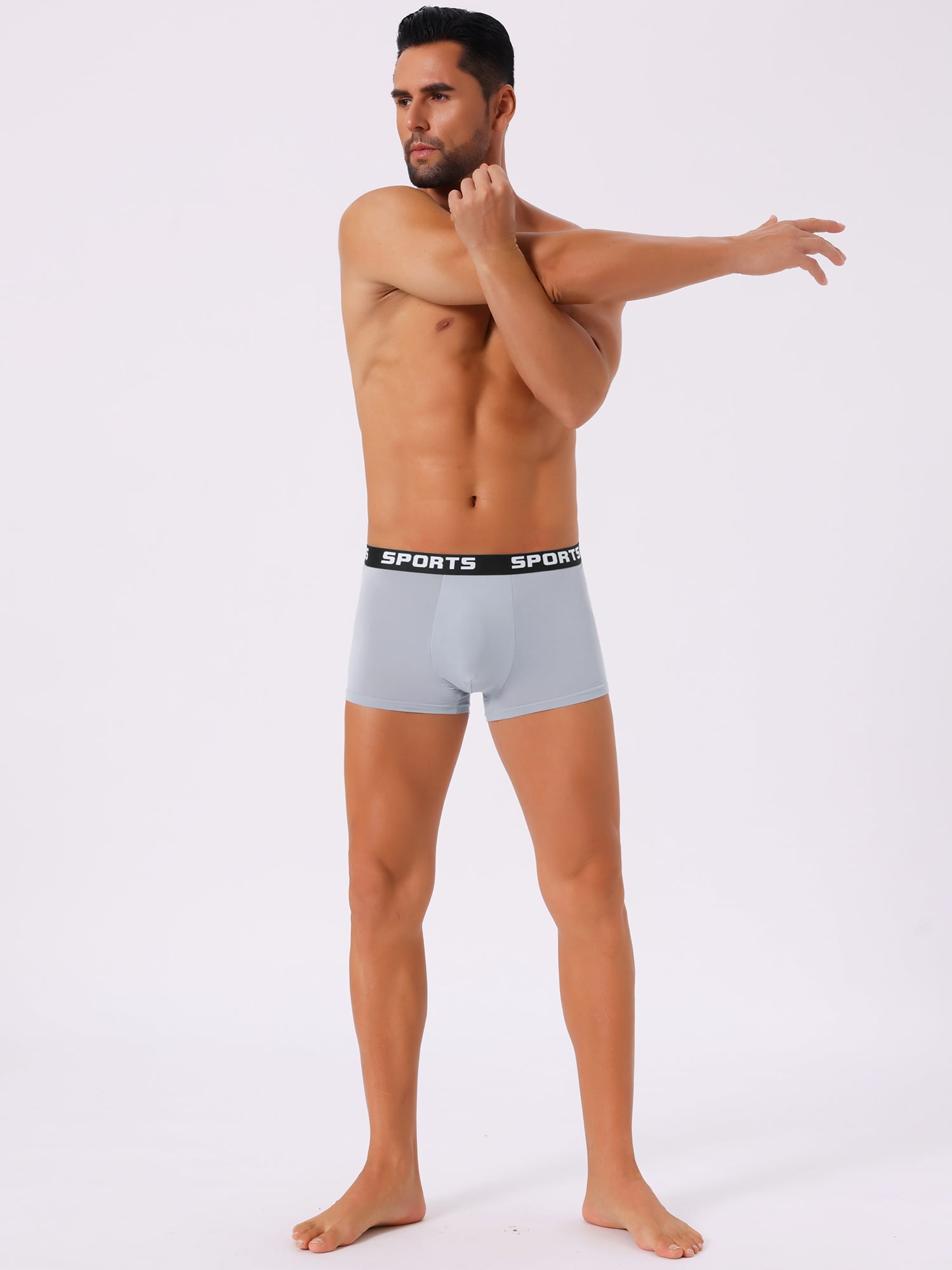DARING DIVA Men's Lightweight Short Leg Stretch Boxer Briefs 28 Light Gray
