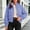 Blue, variant on Women's Gingham Jacket, Stand Collar Zip-Up with Flap Pockets, Long Sleeve Cropped Fit for Spring Fall