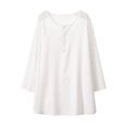 thumbnail image 2 of AXXD White Basic Blouses for Women Dressy Casual Sexy Summer 2024 Lace Casual Solid Color Trendy Long Sleeved Round Neck Tops/shirt, 2 of 9