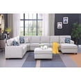 thumbnail image 2 of Southwestern Sensibilities Upholstered Modern Linen Blend Fabric Sectional Sofa Set - Living Room Sectional Sofa with Ottoman, Living Room Sectional Couch, 2 of 3