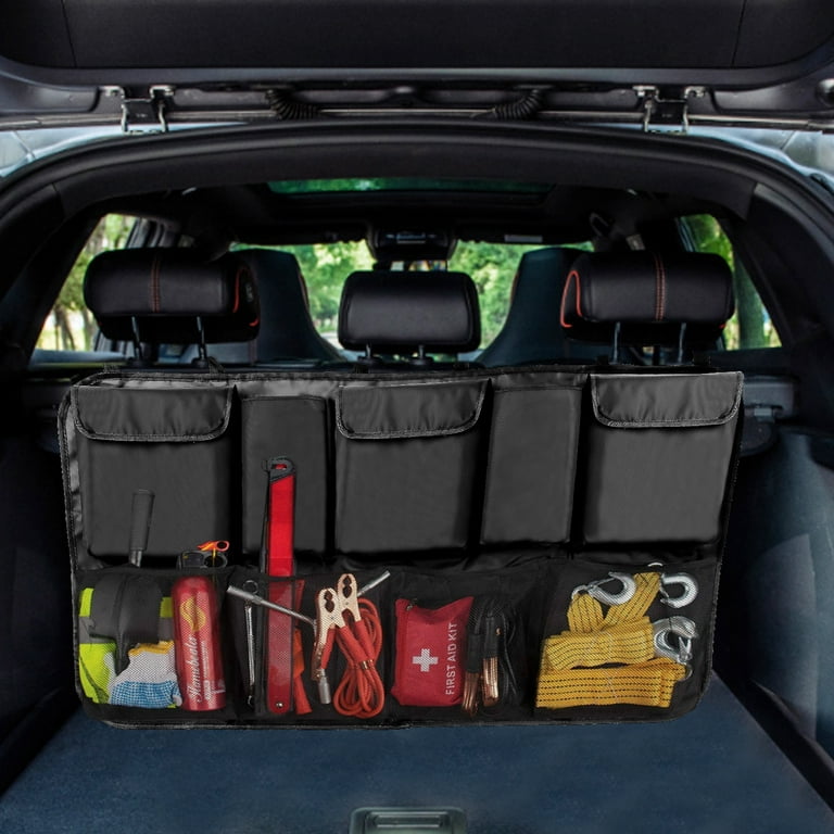Car Trunk Organizer Storage Bag - Super Capacity Car Backseat Hanging  Organizer for SUV, MPV, Van, Car Trunk Tidy Cargo Storage Bag Collapsible  with 8