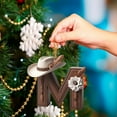thumbnail image 4 of 26 Letters Western Christmas Ornament Cowboy Ornament for Christmas Tree Personalized Acrylic Monogram Hanging Decoration Western Theme Party Decor for Xmas Tree Farmhouse Home Decor, Letter M, 4 of 6