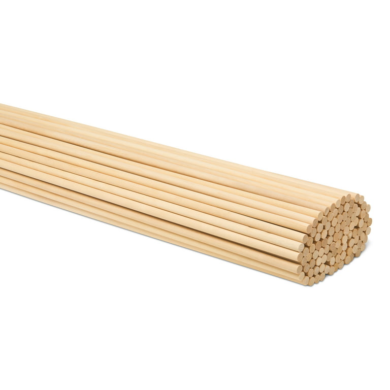 Wood Sticks Wooden Dowel Rods - 1 x 12 Inch Unfinished Hardwood Sticks