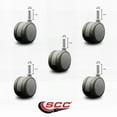thumbnail image 2 of 2-3/8 Inch Gray Floor Safe Twin Wheel Casters 7/16 Grip Ring Stem Set of 5 SCC, 2 of 2