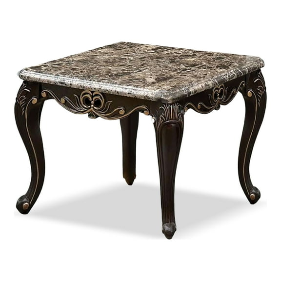 Furniture of America Esteran Traditional Indoor Genuine Marble Top End Table, Dark Walnut