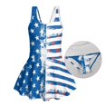 thumbnail image 6 of Tutolipy Sleeveless Bathing Suit, USA Flag Star Stripe Print Girls One Piece Swimsuit with Skirt Bottom, Swim Dress Back Strap Girls Swimsuit for Pool Size 8-9 Years, 6 of 8