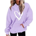 thumbnail image 1 of Penkiiy Chandail à Capuche Imprimé de la Saint-Valentin pour Femmes à Col Rond, Manches Longues, Violet, 1 of 5
