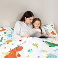 thumbnail image 4 of Homewish Cute Colorful Dinosaur Twin Bedding Sets 7-Piece for Kids, Jungle Leaf Botanical Bedding Comforter Set, Kawaii Cartoon Animal Reversible Sheet Sets, Ultra Soft Bedroom Decor, 4 of 7