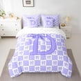 thumbnail image 2 of jejeloiu Bowtie Monogrammed D 7pcs Bedding Comforter Set,Bow Geometric Grid Queen Bedding Sets For Girls Teens Reversible, 2 of 8