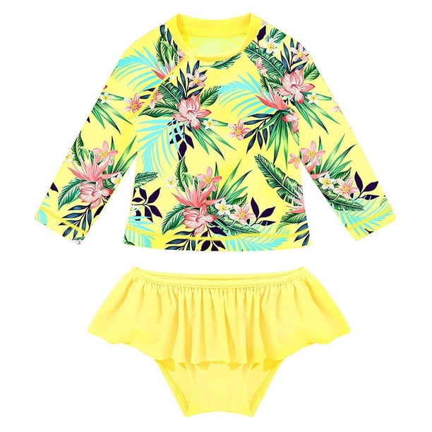 Trajes de baño para niños Trajes de baño de manga larga divididos para niñas Trajes de baño para niños con protección solar Traje de playa para bebés Trajes de aguas termales