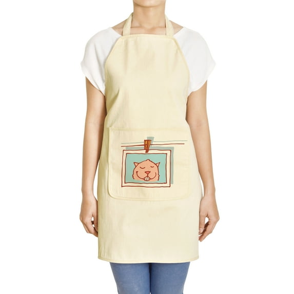 Portrait of Dog 2 Printed Khaki Kitchen Apron 27 x 32.5 Inch with Pocket APR