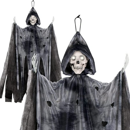 Decorlife 34-Inch Hanging Grim Reaper, Poseable Animated Hanging Ghost ...