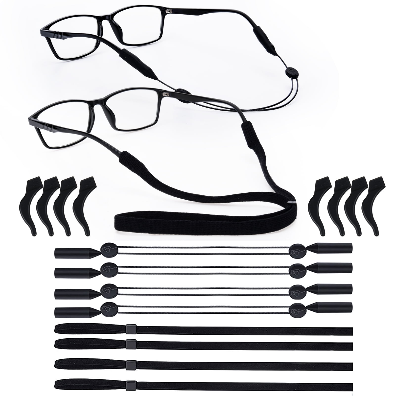 Taihexin 12 Pack Adjustable Glasses Straps, No Tail Eyewear Retainer