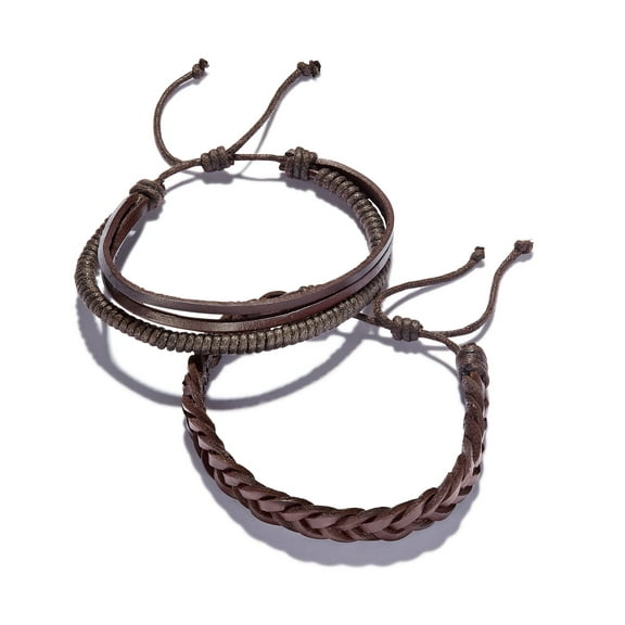 Rogue Accessories Men's 3-Pc. Braided Bracelet (One Size Fits All, Brown)