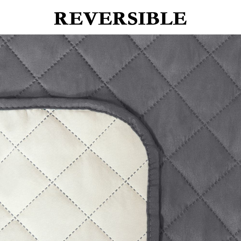 Sofa Slipcover for Dogs Pets&Kids, Durable Pet Cover for Sofa with Elastic Strap(79" x 68", Grey/Beige)