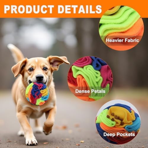 Snuffle Ball - Snuffle Ball for Small Dogs, Interactive Dog Toys to Keep Them Busy, Puppy Dog Puzzle Toy with Storage Bag Machine Washable Rainbow-colored,Small