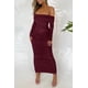 thumbnail image 3 of Vestido Maxi Ajustado PRETTYGARDEN Rojo Vino con Hombros Descubiertos y Fruncido Talla L, 3 of 8