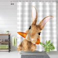 thumbnail image 2 of Easter Shower Curtain Bunny Rabbit Carrot Shower Curtains for Bathroom Decor Grey Buffalo Plaid Bath Curtains Sets for Spring Easter Bathroom Decor Fabric Waterproof Small Stall 36" X 72", 2 of 6