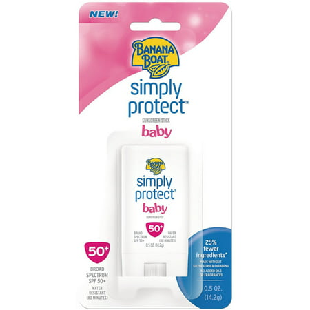 2 Pack - Banana Boat Simply Protect Mineral-Based Sunscreen Stick for Baby, SPF 50+ 0.50
