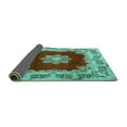thumbnail image 2 of Ahgly Company Indoor Square Medallion Turquoise Blue Traditional Area Rugs, 7' Square, 2 of 4