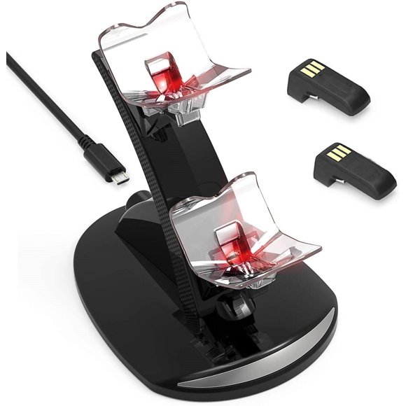 Charging Docking Station for Playstation 4 / PS4 / PS4 Pro / PS4 Slim Controllers with LED Indicator, Black