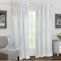 Achim White Floral Rod Pocket Sheer Curtain, 42" x 63"