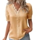 thumbnail image 2 of Fiudx Tops para Mujer Blusa de Encaje de Manga Corta con Cuello En V Informal de Moda de Color Sólido para Mujer, 2 of 4