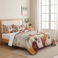 thumbnail image 5 of 3 Pieces Queen Quilt Set,Vintage Fall Thanksgiving Pumpkin Soft Bedding Sets with 1 Quilt & 2 Pillow Shams,Farmhouse Maple Leaves Summer Bedspread Lightweight Coverlet Comforter for All Season, 5 of 9
