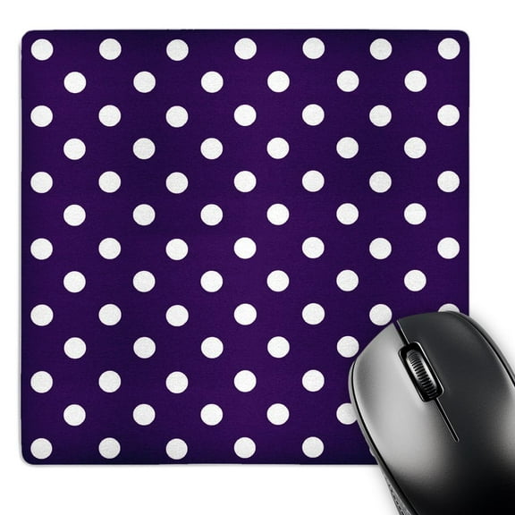 3dRose, Dark Purple and White Polka Dot Print, MousePad