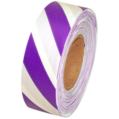 Flagging Tape 2 mil, 13/16" x 300', Purple & white (Pack of 12 rolls