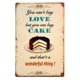 thumbnail image 1 of Letrero de aluminio con texto "Love Cake" en metal, con marco de metal, para decoración del hogar, tienda, pub, pared, letrero desgastado, tamaño: 16 x 12 pulgadas, 1 of 4