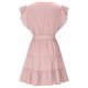 thumbnail image 5 of mfyjkho Vestidos de verano para mujer, Vestido de mujer de color liso con escote en V y manga corta con diseño de patchwork Vestidos de fiesta para mujer xxl, 5 of 5