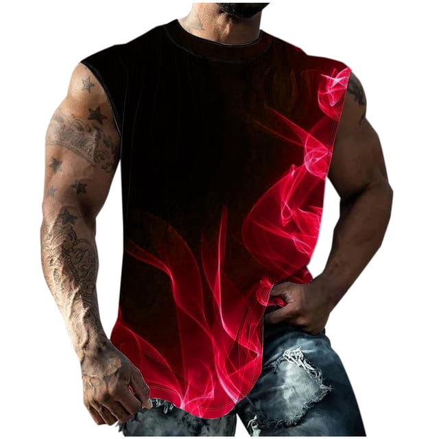 Gilet Sans Manches pour Hommes Chandail Décontracté Col Rond Motif Imprimé 100 % Polyester