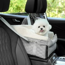 Center Console Dog Car Seat, Detachable Washable Dog Booster Seat, Adjustable Safety Belts and Built-in Leash Pet Carseat, Portable Puppy Travel Carrier with Cushion for Small Dogs Cats(Gray)