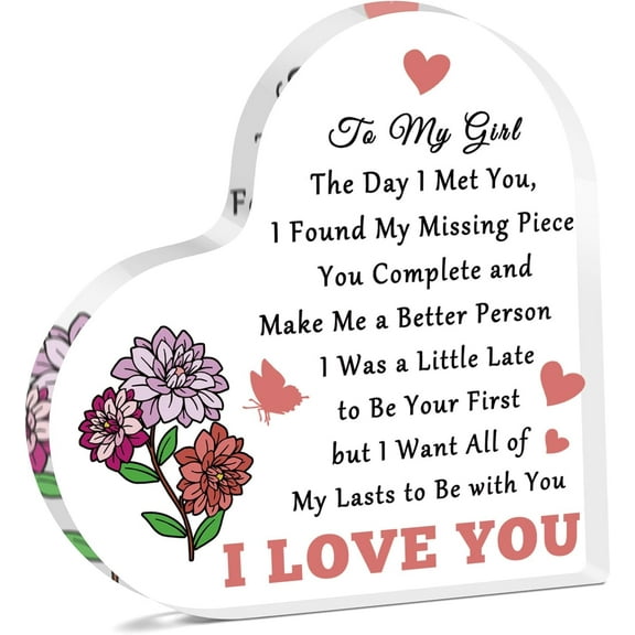 Acrylic Heart Keepsake for Girlfriend Valentines Day Anniversary Desk Sign for Girlfriend Wife I Love You Gifts Wedding Gifts for Couple Wife Christmas Wedding Birthday Present for Her 4x4 inch