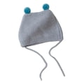 thumbnail image 2 of PInxai Caps for Kids Knitted and Warm Ear Protection Hats Tie Comfy Windproof Winter Cute Caps for Cold Weather,Gray,Free Size, 2 of 2