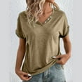 thumbnail image 2 of ZKCCNUK Womens Tops Loose Casual Short Sleeve V-Neck Solid Casual Blouse T-shirt Tunic Tops, 2 of 8