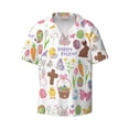 thumbnail image 2 of Lsque Happy Easter1 print Men's Cuban Collar Short Sleeve Shirt Summer Beachwear Casual Button Down Fashionable Vacation Leisure Shirt-XX-Large, 2 of 7