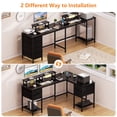 thumbnail image 6 of Satifur 59" L-Shaped Desk with Power Outlets, 4 Fabric Drawers & 2 Monitor Stands, Convertible Two Person Home Office Desk, Black, 6 of 9