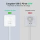 thumbnail image 5 of 1 Hora 2 Unidades Cargador Tipo C, Cargador 20W Carga Rápida USB C Portátil Compatible con iPhone 15, 5 of 6