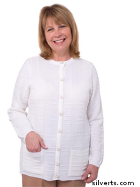 Womens white cardigan sweater with pockets Clearance