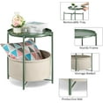 thumbnail image 5 of Round Side Table with Fabric Storage Basket, Metal Side Table Small Bedside Nightstand with Removable Tray for Living Room, Bedroom, Nursery, Dark Green, 5 of 17